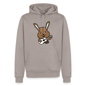 Lapin jouant de la guitare Musique Instrument de loisir amusant - Sweat à capuche Premium bio Homme - taupe - Devant - Nico (187cm)