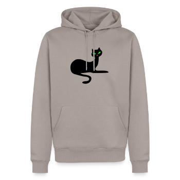 Retro chat noir élégance par Patjila - Sweat à capuche Premium bio Homme - taupe - Devant - Nico (187cm)