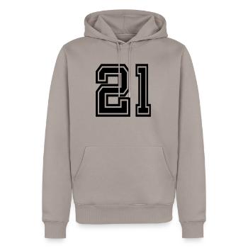 21 - Männer Premium Bio Hoodie - Taupe - Vorne - Nico (187cm)