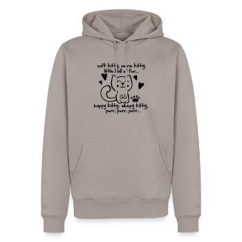 soft kitty, warm kitty, little ball of fur... - Sweat à capuche Premium bio Homme - taupe - Devant - Nico (187cm)