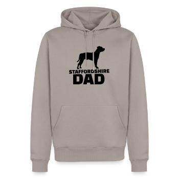 Staffordshire Dad - Sweat à capuche Premium bio Homme - taupe - Devant - Nico (187cm)