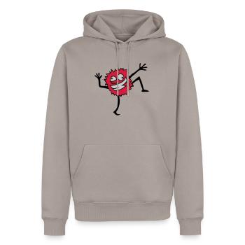 Monstre poilu dansant - Sweat à capuche Premium bio Homme - taupe - Devant - Nico (187cm)