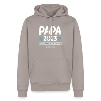 Papa 2023 Grossesse de chargement - Sweat à capuche Premium bio Homme - taupe - Devant - Nico (187cm)
