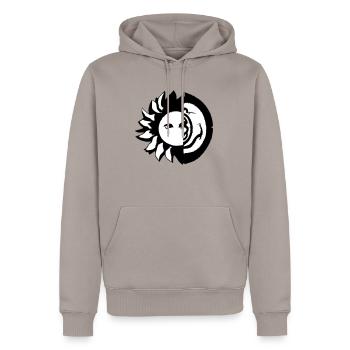 Soleil Lune Mosaïque Astrologie Symbole Vecteur 08 - Sweat à capuche Premium bio Homme - taupe - Devant - Nico (187cm)