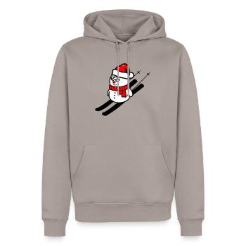 schnemann ski - Männer Premium Bio Hoodie - Taupe - Vorne - Nico (187cm)