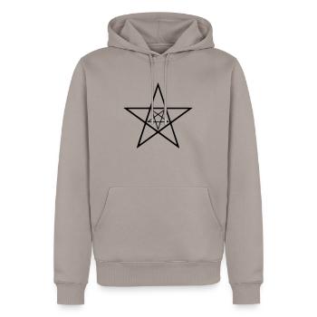 5, pentagramme, cinq étoiles pentagramme, étoile, - Sweat à capuche Premium bio Homme - taupe - Devant - Nico (187cm)