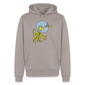 Tintenfisch trifft Uboot, Meer, tauchen, Boot - Männer Premium Bio Hoodie - Taupe - Vorne - Nico (187cm)
