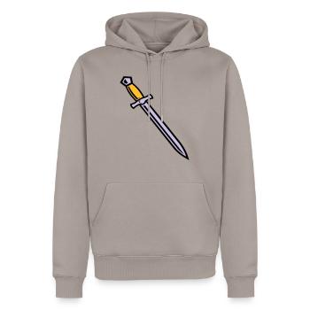 Schwert - Männer Premium Bio Hoodie - Taupe - Vorne - Nico (187cm)