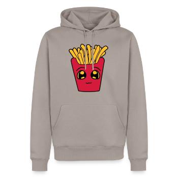 visage mignon mignon petit dessin animé dessin ani - Sweat à capuche Premium bio Homme - taupe - Devant - Nico (187cm)