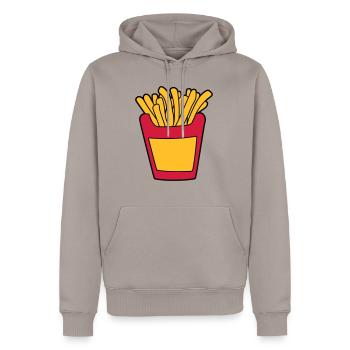 pommes frites fast food lecker essen hunger snack - Männer Premium Bio Hoodie - Taupe - Vorne - Nico (187cm)