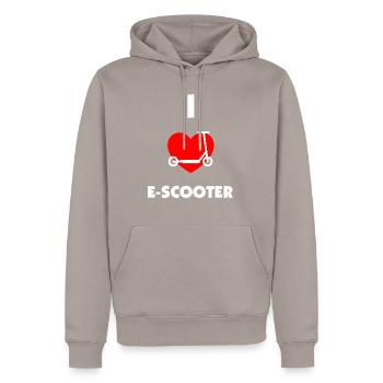 E-Scooter E-Roller Scooter - Männer Premium Bio Hoodie - Taupe - Vorne - Nico (187cm)