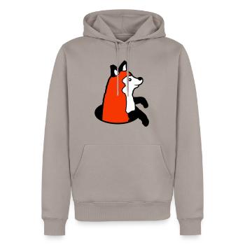 Renard Peeps Drôle Hors Du Trou De Sol Heureux Cool - Sweat à capuche Premium bio Homme - taupe - Devant - Nico (187cm)