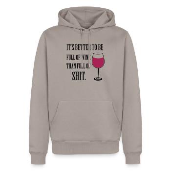 Wine - Männer Premium Bio Hoodie - Taupe - Vorne - Nico (187cm)