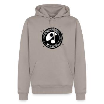 Yin Yang Sign Symbol Peace Happiness Vector 14 - Men’s Premium Organic Hoodie - taupe - Front - Nico (187cm)