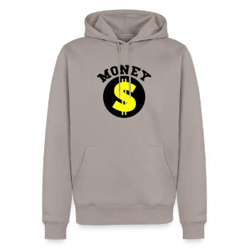 money - Männer Premium Bio Hoodie - Taupe - Vorne - Nico (187cm)