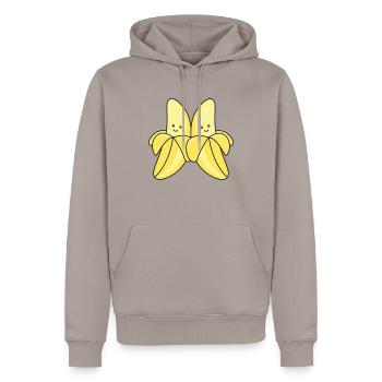Bande dessinée Bananes - Sweat à capuche Premium bio Homme - taupe - Devant - Nico (187cm)