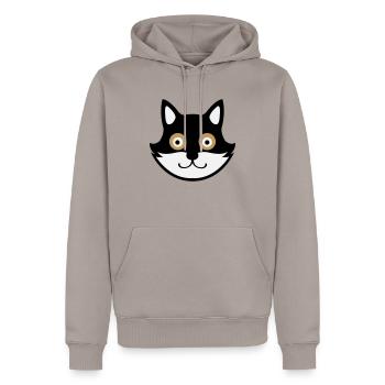 cat - Männer Premium Bio Hoodie - Taupe - Vorne - Nico (187cm)