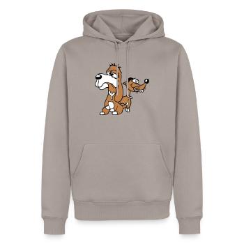 2 chiens équipe stupide deux amis équipage malheureux - Sweat à capuche Premium bio Homme - taupe - Devant - Nico (187cm)