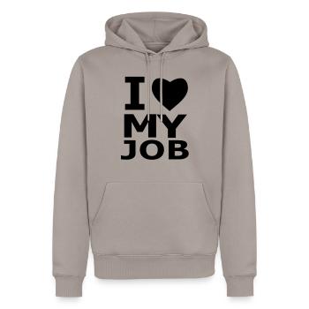 I ♥ my job - Männer Premium Bio Hoodie - Taupe - Vorne - Nico (187cm)