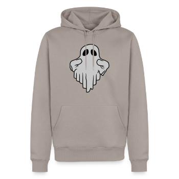 Funny Floating Ghost Comic - Men’s Premium Organic Hoodie - taupe - Front - Nico (187cm)