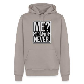 me sarcastic never Zitat - Männer Premium Bio Hoodie - Taupe - Vorne - Nico (187cm)