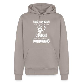 Meilleire maman élève un chien 2 - Sweat à capuche Premium bio Homme - taupe - Devant - Nico (187cm)