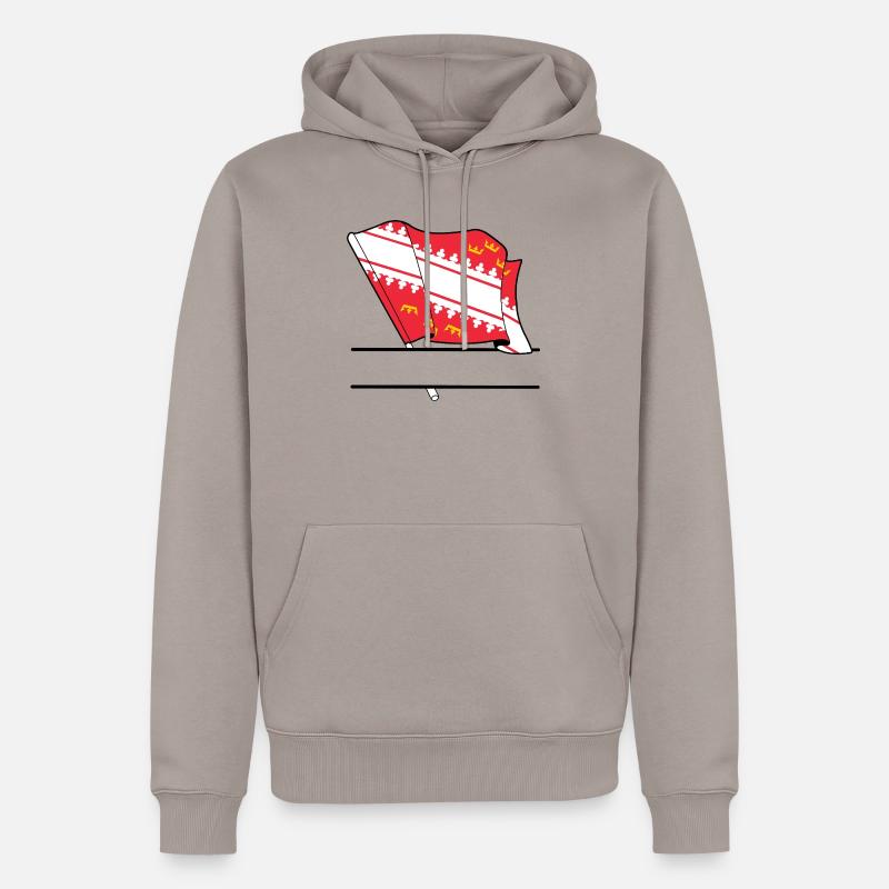 Drapeau d’Alsace avec boîte de texte - Sweat à capuche Premium bio Homme - taupe