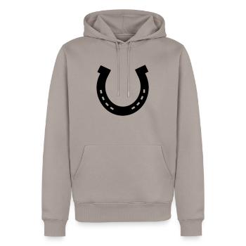 Hufeisen, Pferd - Männer Premium Bio Hoodie - Taupe - Vorne - Nico (187cm)