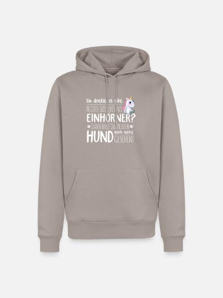 Einhorn vs Hund - Männer Premium Bio Hoodie - Taupe