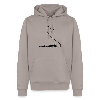 love - Männer Premium Bio Hoodie - Taupe - Vorne - Nico (187cm)