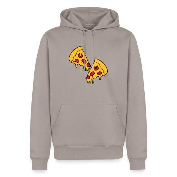 2 pizzas morceaux de fromage dégoulinant de salami - Sweat à capuche Premium bio Homme - taupe - Devant - Nico (187cm)