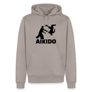 Aikido - Männer Premium Bio Hoodie - Taupe - Vorne - Nico (187cm)
