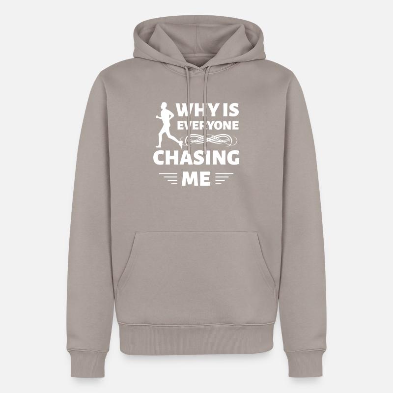 Course de marathon - Sweat à capuche Premium bio Homme - taupe
