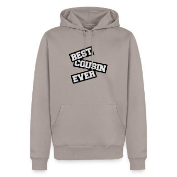 best cousin ever Zitat - Männer Premium Bio Hoodie - Taupe - Vorne - Nico (187cm)