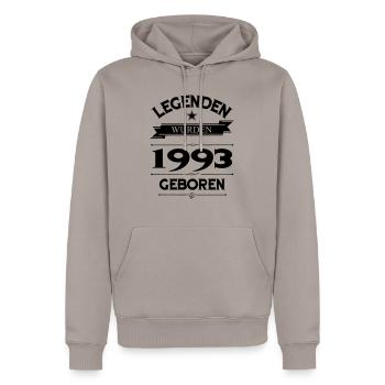 1993 - Männer Premium Bio Hoodie - Taupe - Vorne - Nico (187cm)