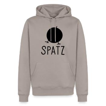 Spatz - Männer Premium Bio Hoodie - Taupe - Vorne - Nico (187cm)