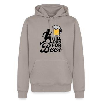 Will run Beer - Men’s Premium Organic Hoodie - taupe - Front - Nico (187cm)