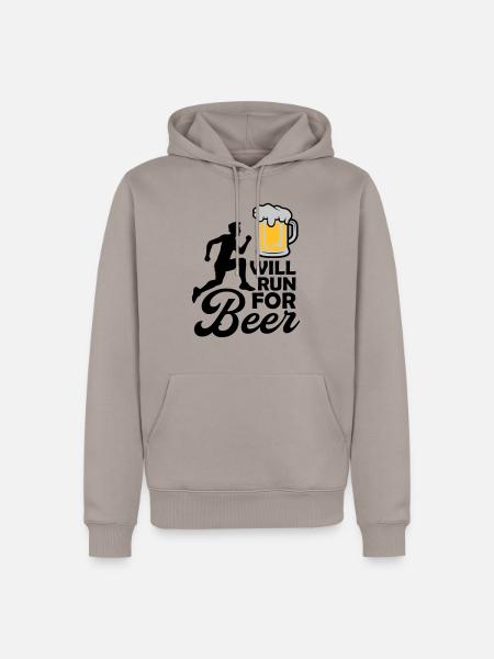 Will run Beer - Men’s Premium Organic Hoodie - taupe