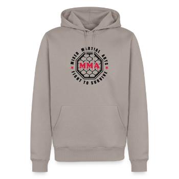 MMA - Mixed Martial Arts - Fight to survive - Männer Premium Bio Hoodie - Taupe - Vorne - Nico (187cm)