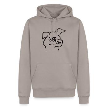 Blöde Sau - Männer Premium Bio Hoodie - Taupe - Vorne - Nico (187cm)