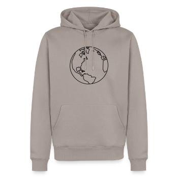 planet_erde_1c - Men’s Premium Organic Hoodie - taupe - Front - Nico (187cm)