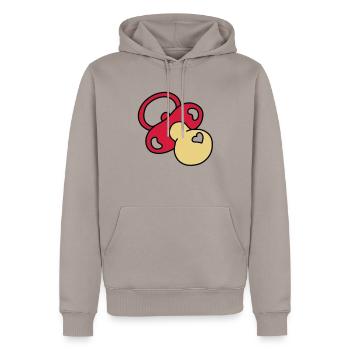 tetine coeur - Sweat à capuche Premium bio Homme - taupe - Devant - Nico (187cm)
