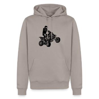 Quad - Männer Premium Bio Hoodie - Taupe - Vorne - Nico (187cm)