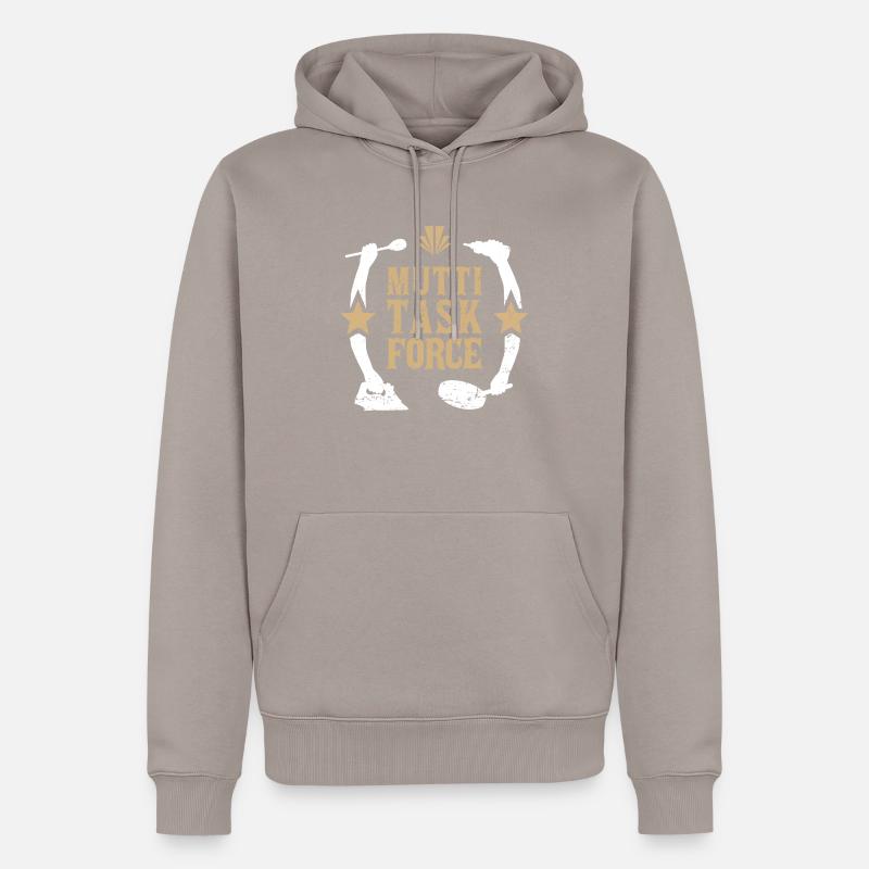 Mutter Multitasking Haushalt Mama Muttitasking - Männer Premium Bio Hoodie - Taupe