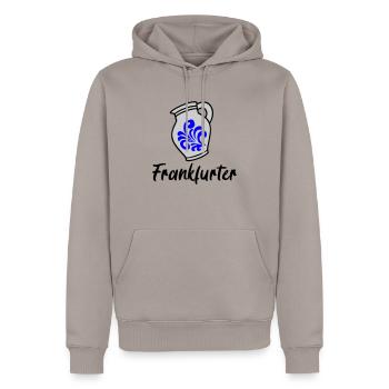 Hesse Bembel Apfelwein - Männer Premium Bio Hoodie - Taupe - Vorne - Nico (187cm)