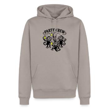 Party Crew Monkey Beer - Men’s Premium Organic Hoodie - taupe - Front - Nico (187cm)