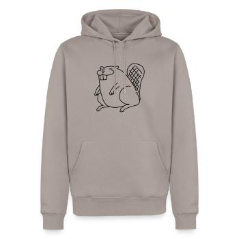 Trash Beaver - Männer Premium Bio Hoodie - Taupe - Vorne - Nico (187cm)