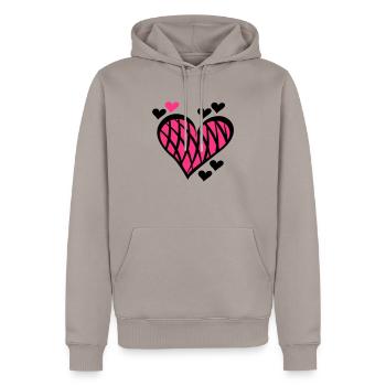 Herz Motiv - Männer Premium Bio Hoodie - Taupe - Vorne - Nico (187cm)