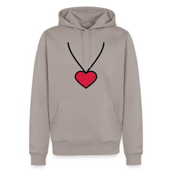 necklace_heart_2c - Männer Premium Bio Hoodie - Taupe - Vorne - Nico (187cm)