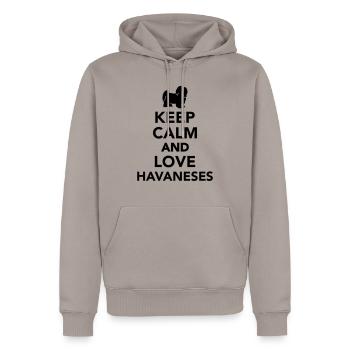 Keep calm and love Havaneses - Sweat à capuche Premium bio Homme - taupe - Devant - Nico (187cm)